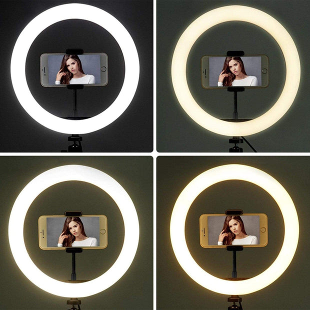 Buy Makeup Ring Light with Stand, ConpConp 26CM Dimmable LED Ring Light  with 3 Lighting Mode & 10 Level Brightness, Tripod Stand & 270°Rotatable,  2.56-3.15